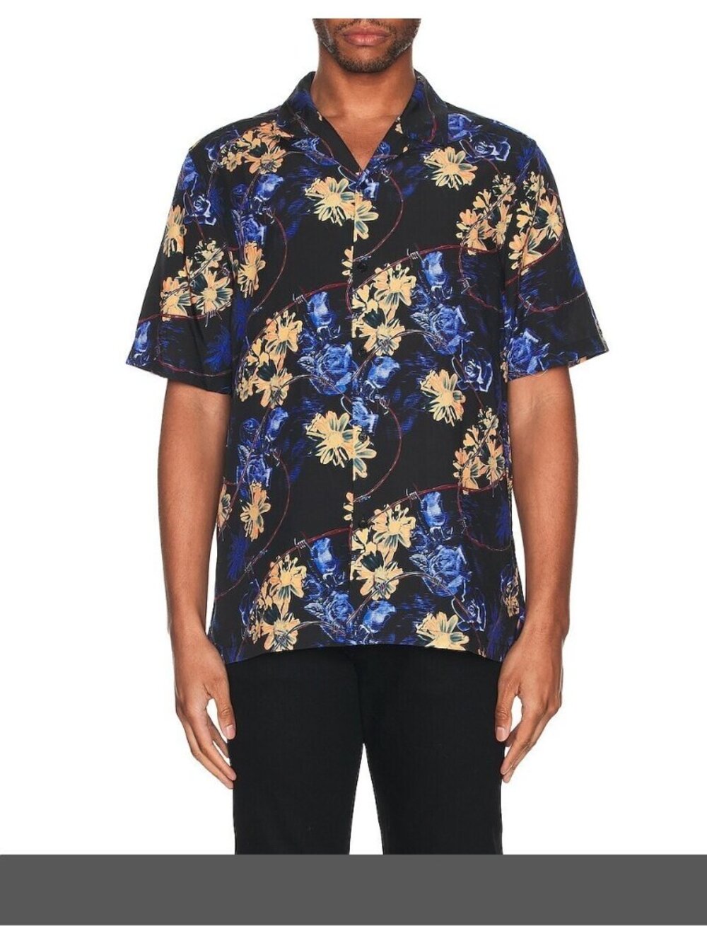 Ksubi Men's Hyperflower Resort Short Sleeve Shirt in Black Multi Size M
